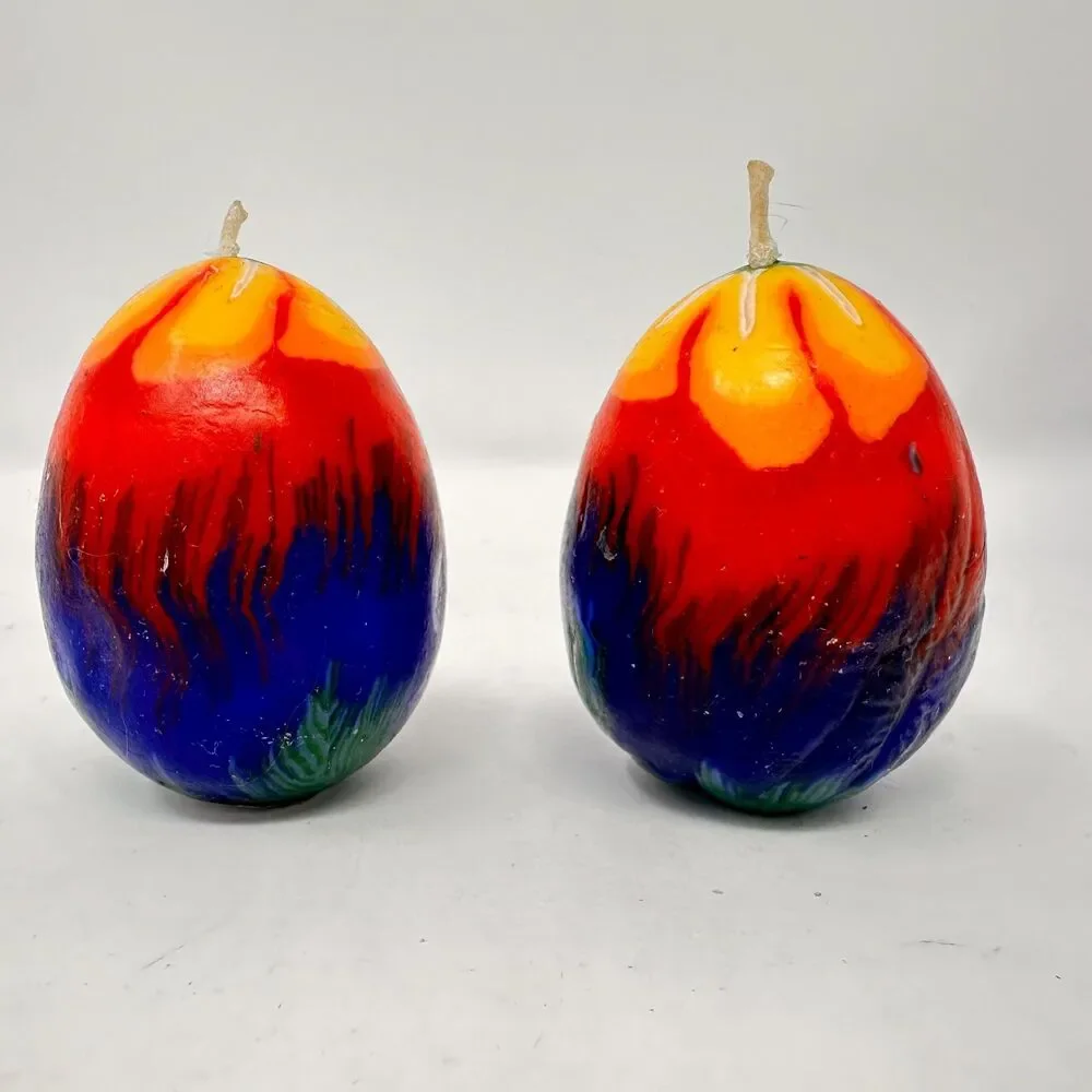 Vintage Multicolor Floral Egg Candles Set of 6 Candle & Egg collections 2.5”